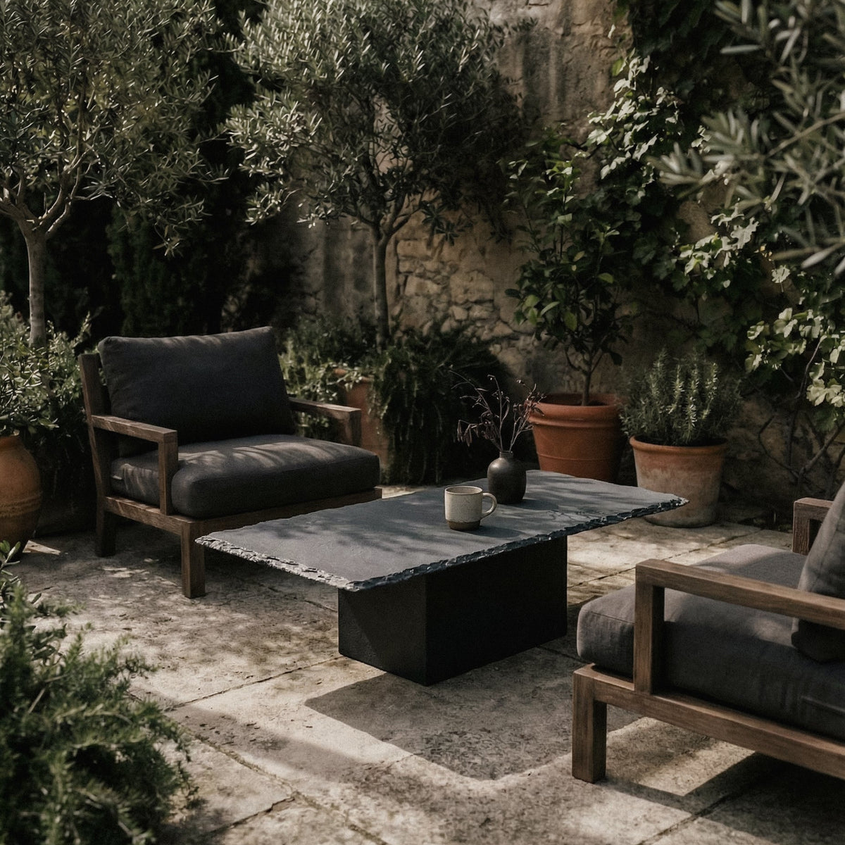 Black Limestone Coffee Table-Coffee Tables-House of Leon