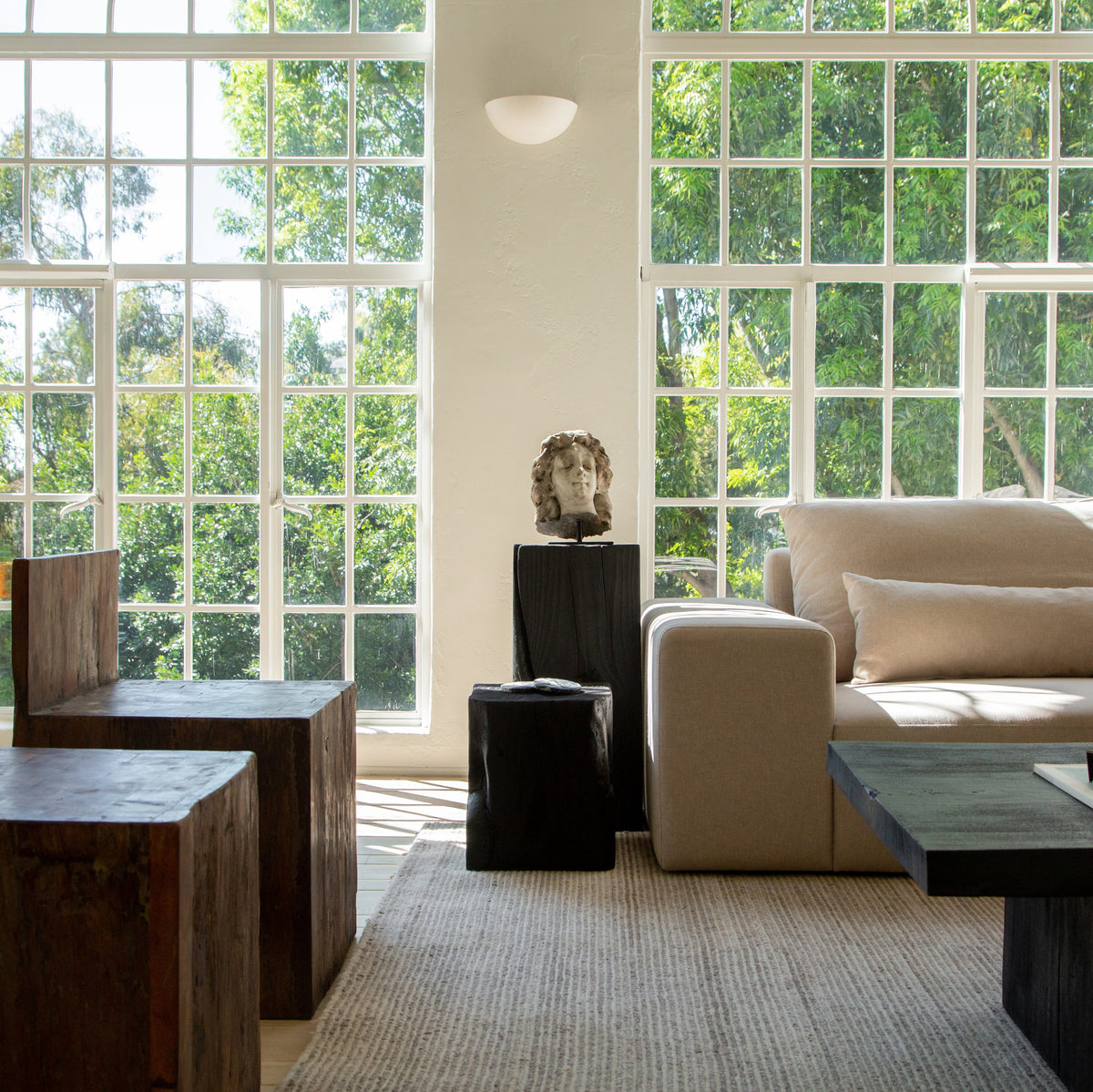 Charcoal Sculpture Pedestal - Short-Sculptural Pedestal-House of Leon