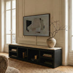 Sofita Marble Media Console - Black-Media Storage Cabinets & Racks-House of Leon