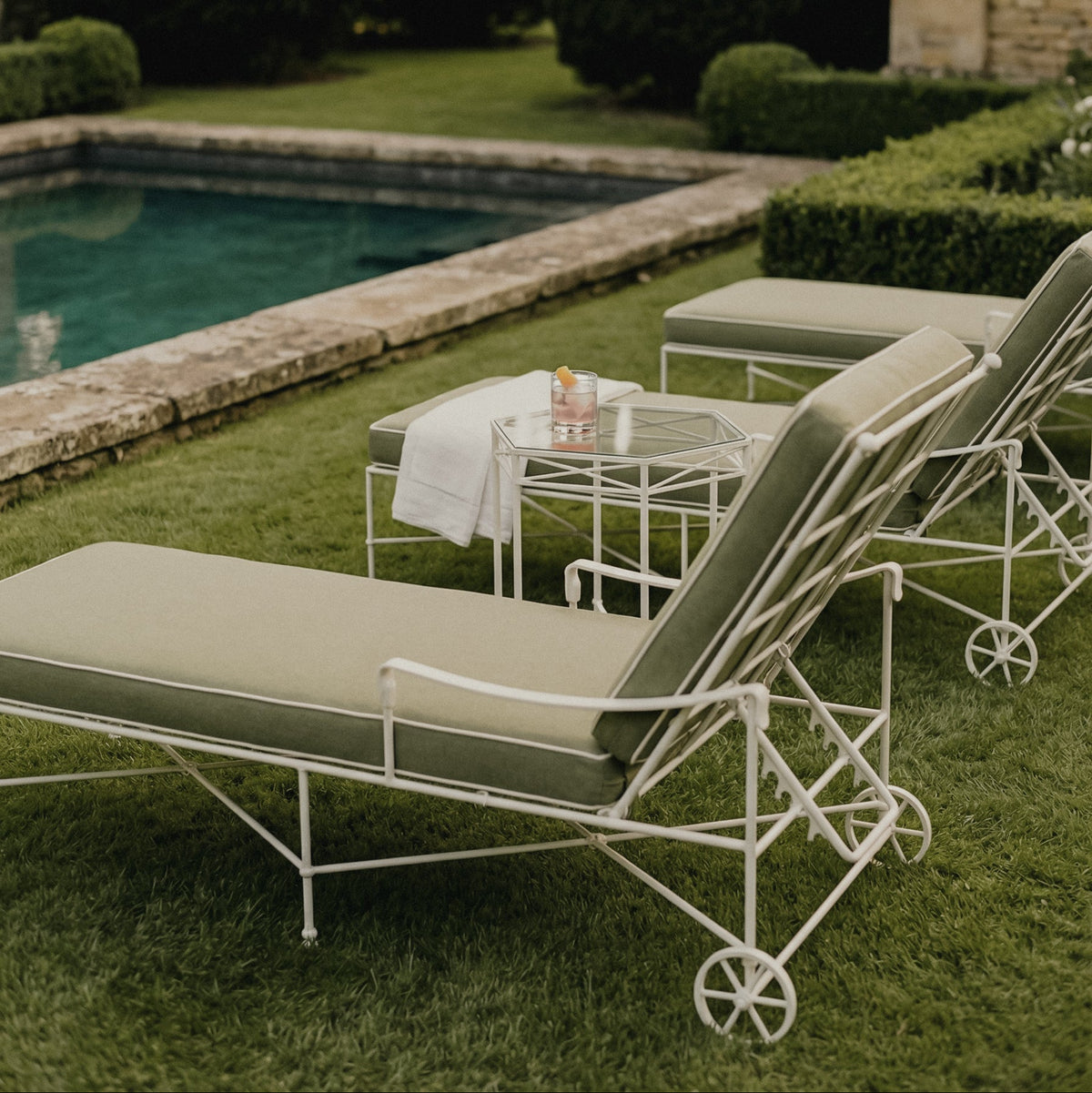 Provence Outdoor Glass Side Table - White-House of Leon