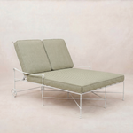 Provence Outdoor Double Chaise Lounge - White Frame-Olive Striped-House of Leon