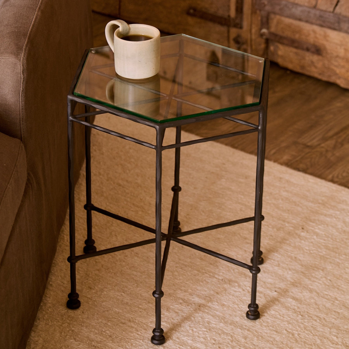 Provence Outdoor Glass Side Table-Outdoor Side Table-House of Leon