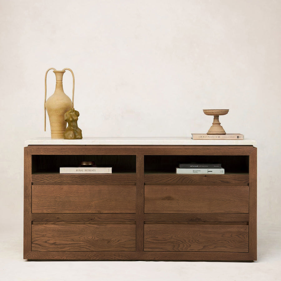 Sofita White Marble Dresser with Solid Oak Base Sofita White Marble Dresser with Solid Oak Base