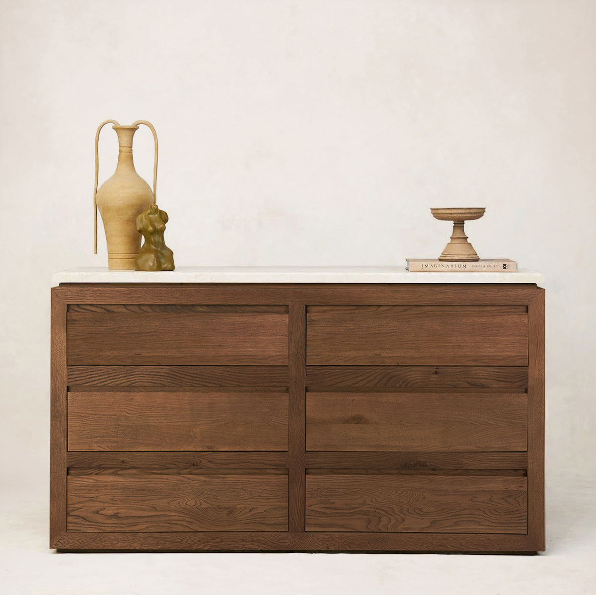 Sofita White Marble Dresser with Solid Oak Base Sofita White Marble Dresser with Solid Oak Base