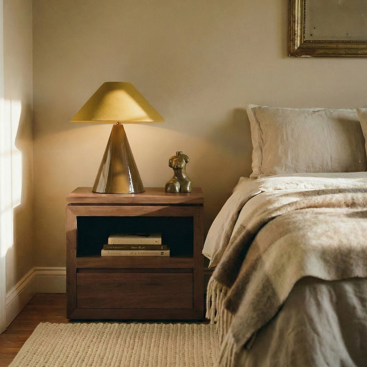 Sofita Wood Nightstand - Mocha-End Tables-House of Leon