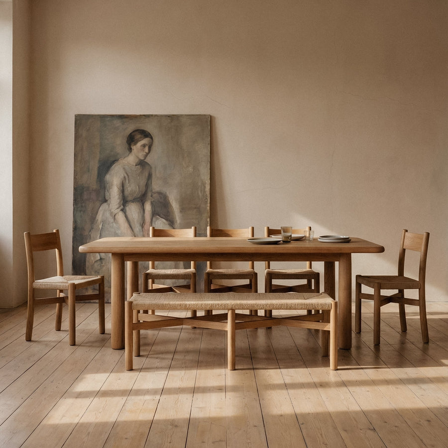 Nonna Woven Dining Chair, Solid White Oak, Woven Jute Seat | House