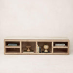 Sofita Marble Media Console - White Oak-Media Storage Cabinets & Racks-House of Leon