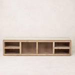 Sofita Marble Media Console - White Oak-Media Storage Cabinets & Racks-House of Leon