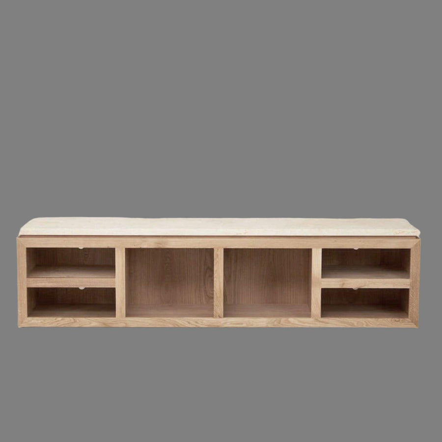 SOFITA MARBLE MEDIA CONSOLE BASE - WHITE OAK-Media Storage Cabinets & Racks-House of Leon
