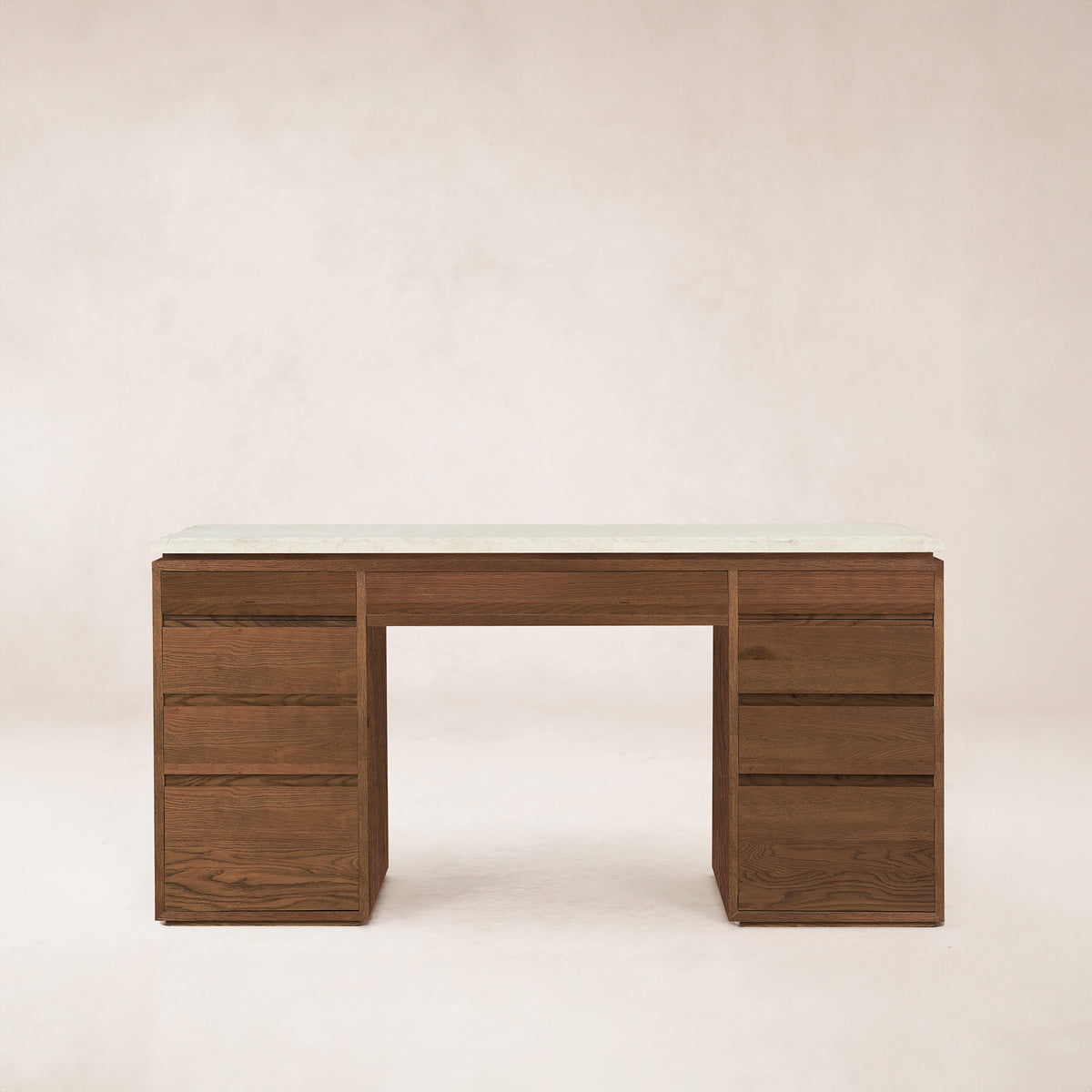 Ojai Vanity Desk-Desks-White Oak Wood-House of Leon-Mocha Marble