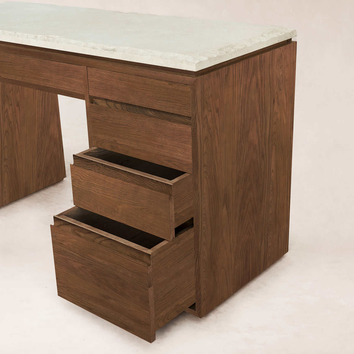 Ojai Vanity Desk-Desks-Wood-House of Leon- Mocha Marble