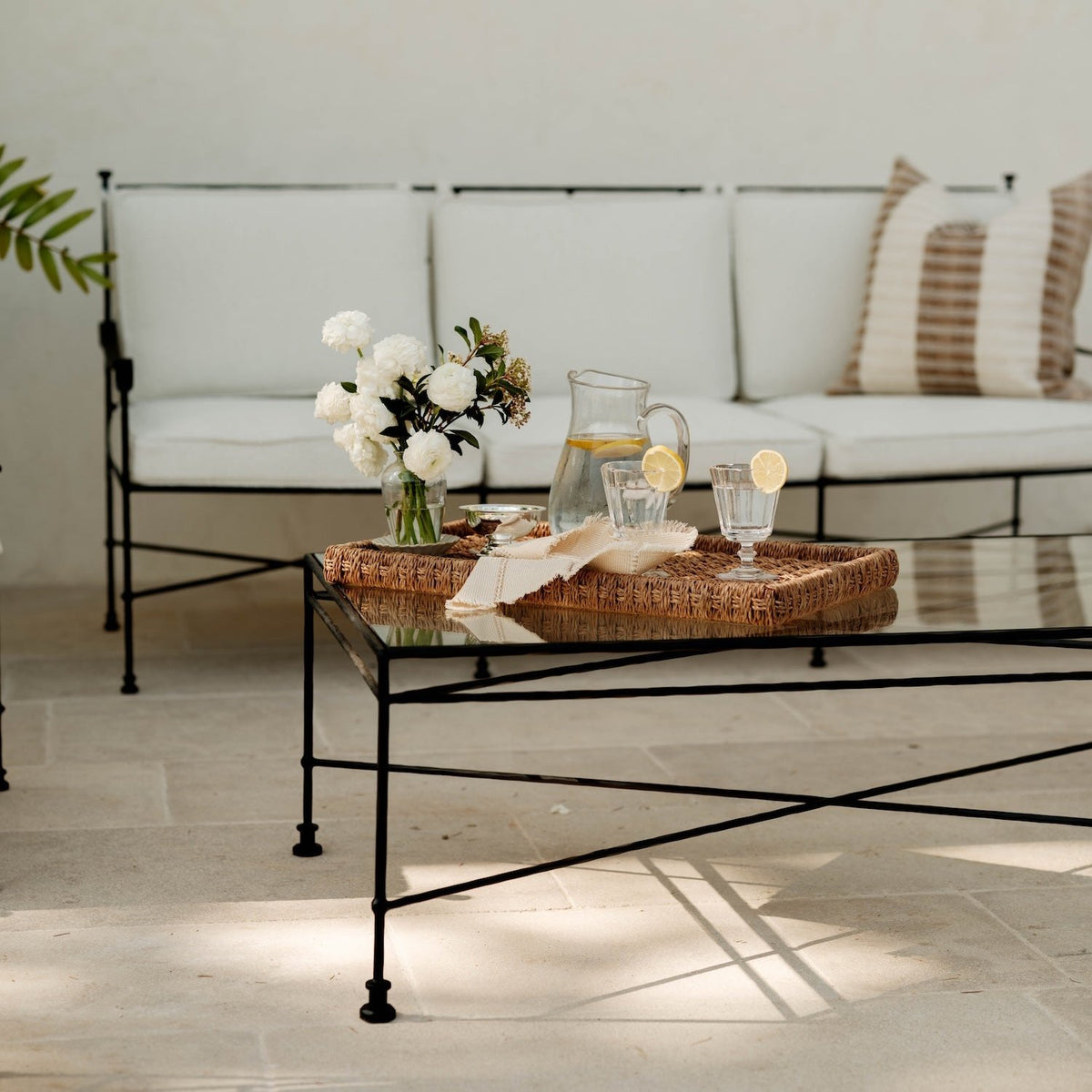 Provence Outdoor Glass Rectangular Coffee Table-Outdoor Tables-House of Leon