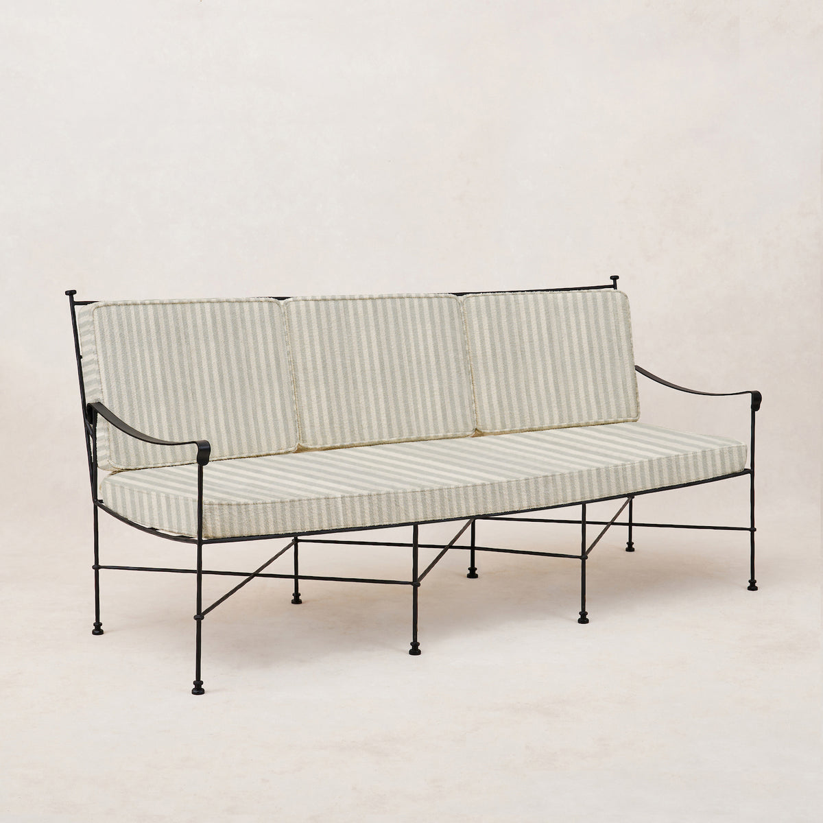 Provence Outdoor 3 Seater Sofa - Mist Striped-Outdoor Sofas-House of Leon