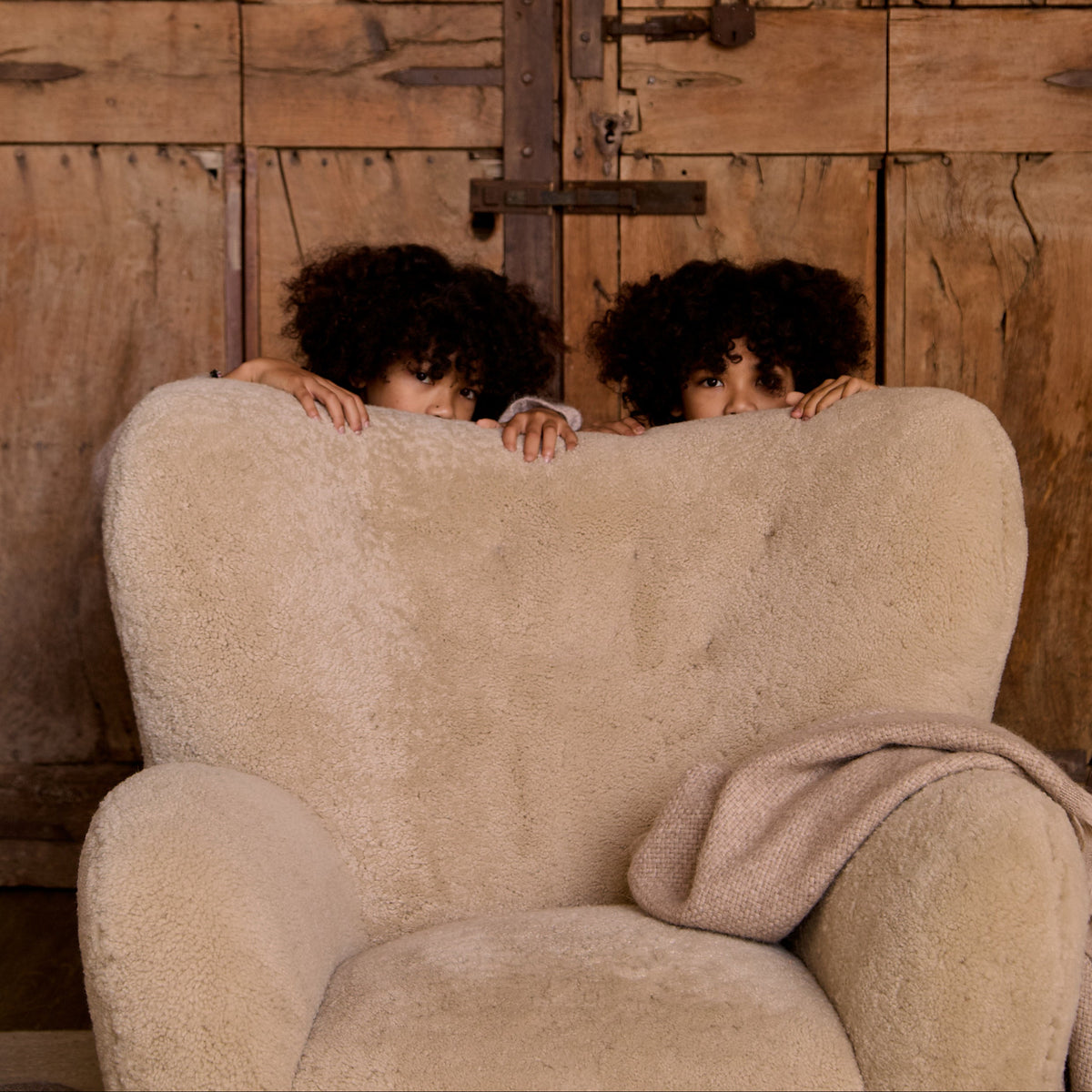 Papa Teddy Chair - Bone Shearling-Arm Chairs, Recliners & Sleeper Chairs-House of Leon