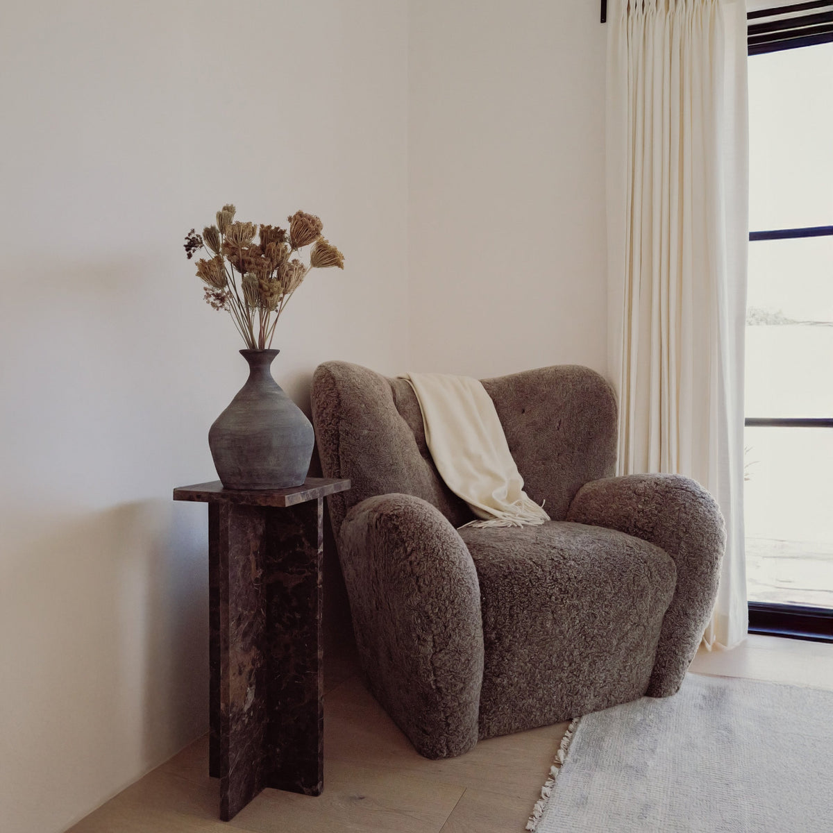 Papa Teddy Chair - Taupe Shearling-Arm Chairs, Recliners & Sleeper Chairs-House of Leon