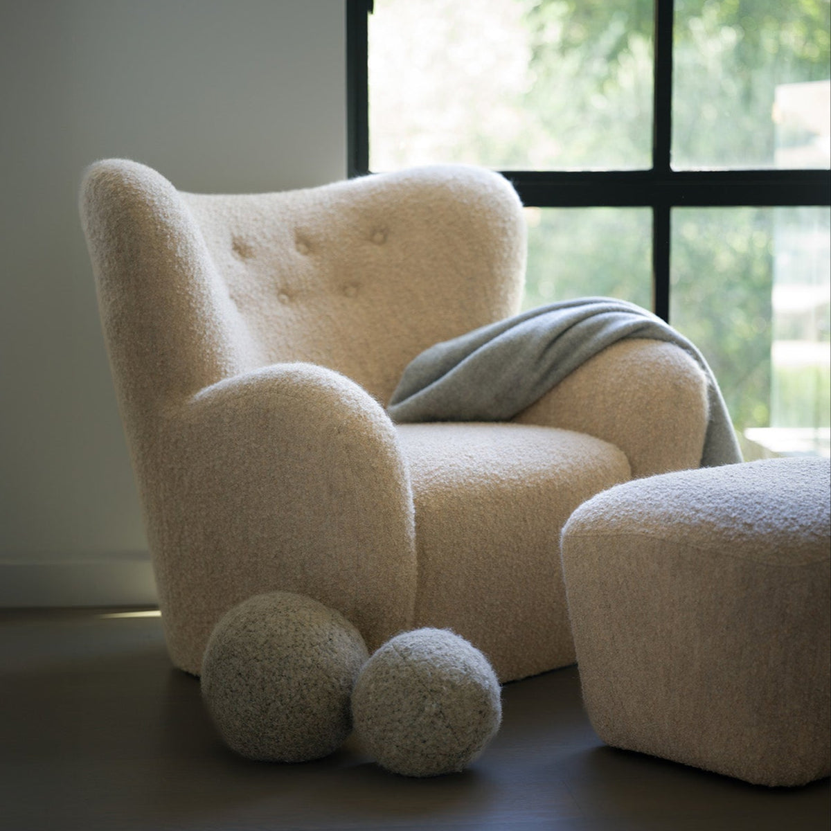 Papa Teddy Chair - White Boucle-Arm Chairs, Recliners & Sleeper Chairs-House of Leon