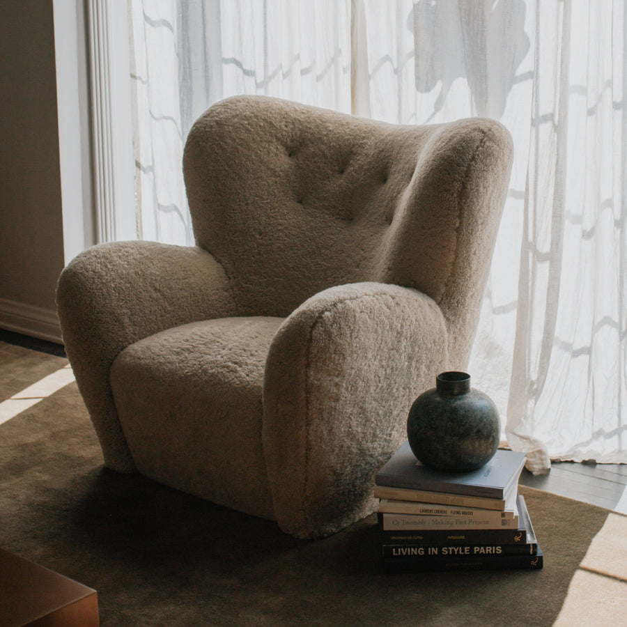 Papa Teddy Chair - Off White Shearling-Arm Chairs, Recliners & Sleeper Chairs-House of Leon