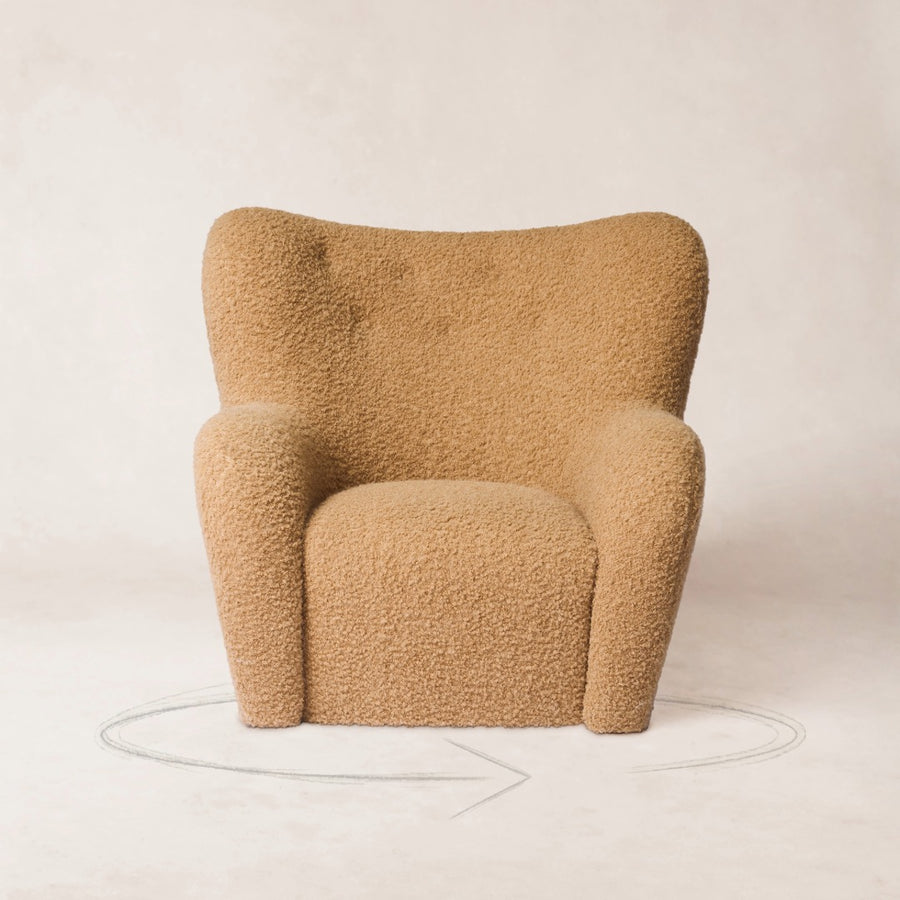 Papa Teddy Chair - Camel Boucle-Arm Chairs, Recliners & Sleeper Chairs-Swivel-House of Leon