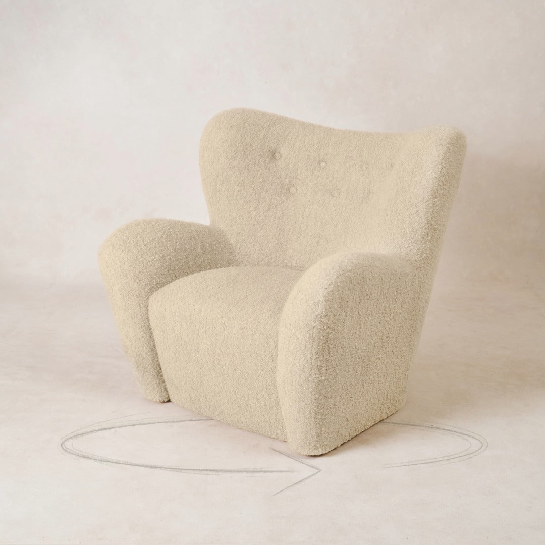 Papa Teddy Chair - White Boucle-Arm Chairs, Recliners & Sleeper Chairs-Swivel-House of Leon