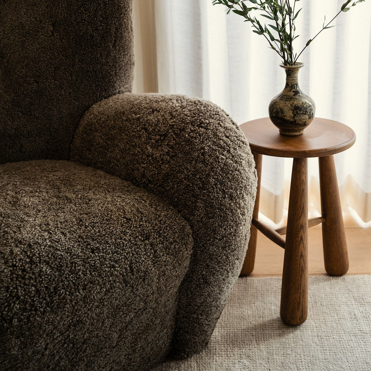 Papa Teddy Chair - Taupe Shearling-Arm Chairs, Recliners & Sleeper Chairs-House of Leon