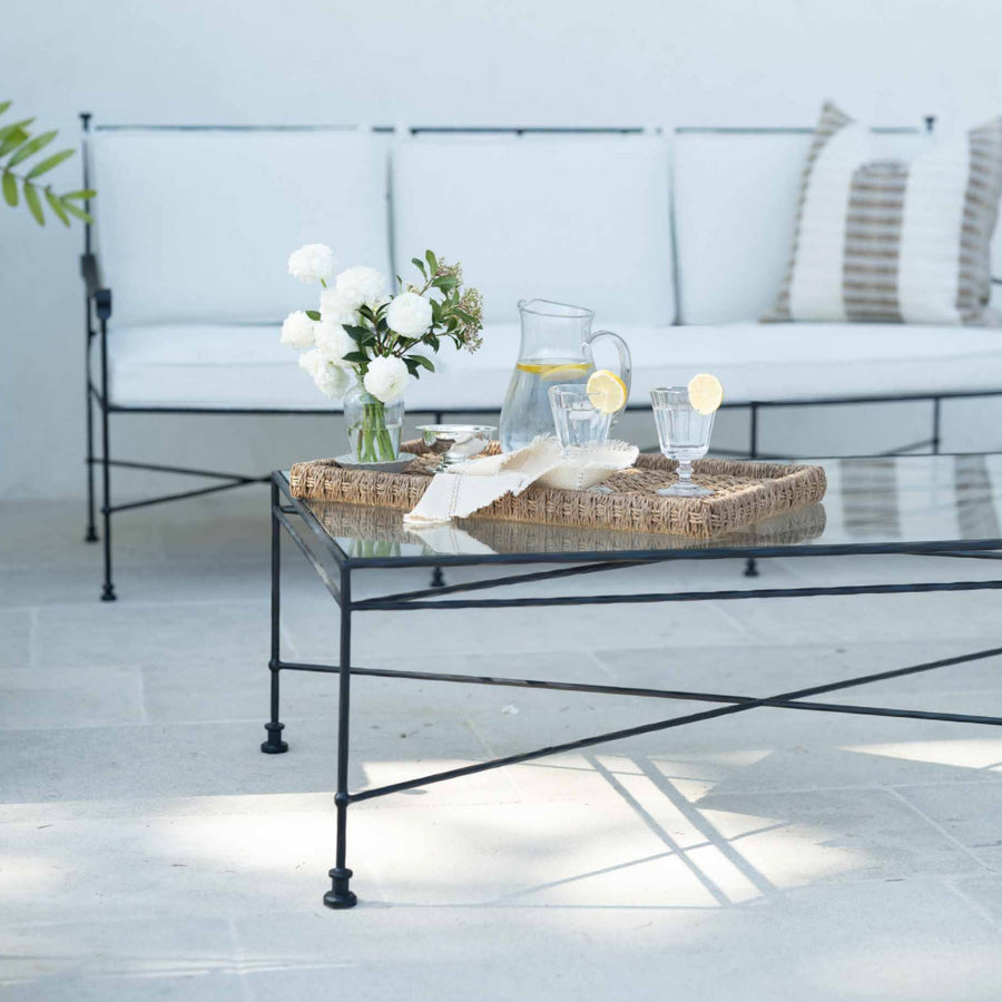 Provence 3-Seater Outdoor Sofa Ivory Boucle Iron