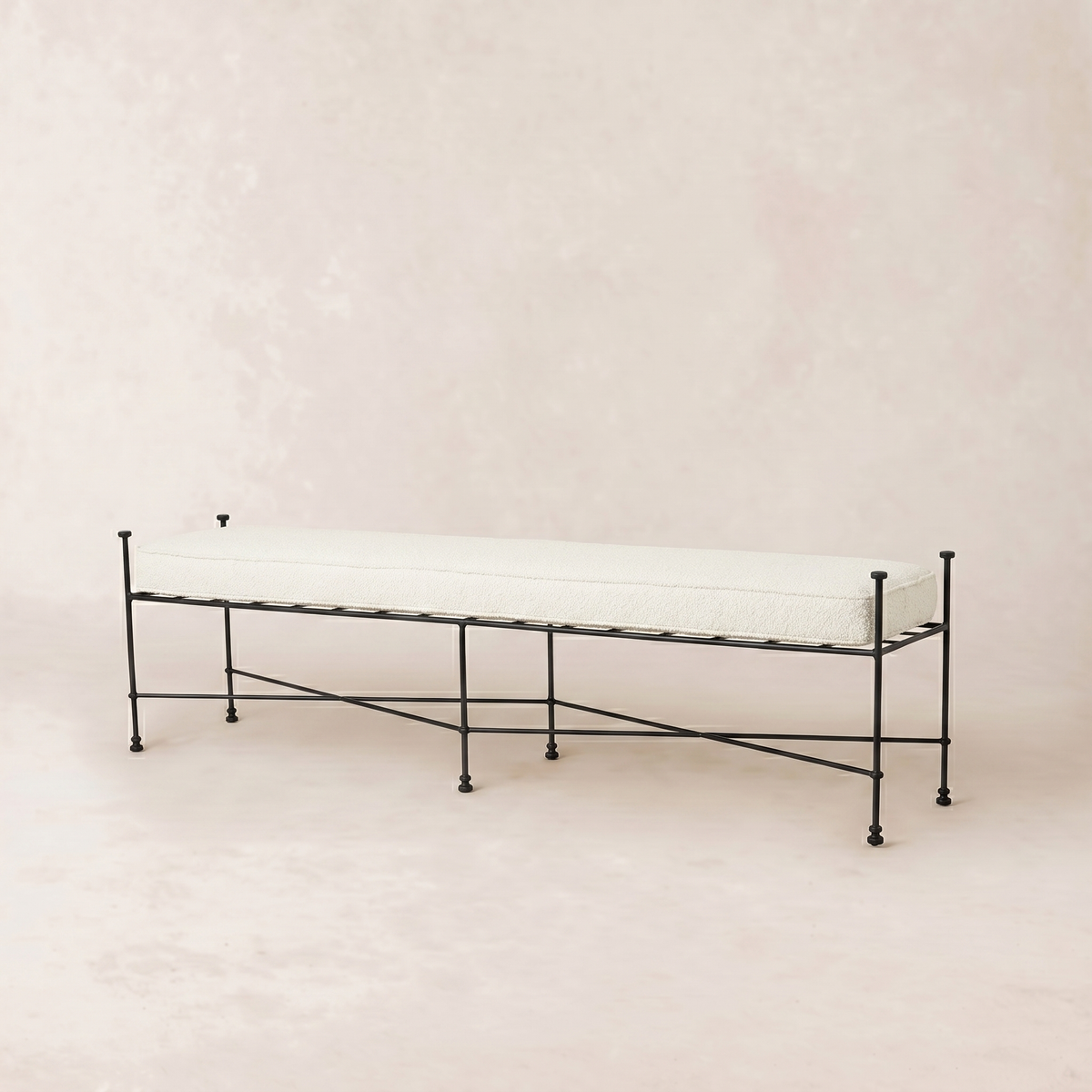 Provence Outdoor Bench 70" - Black Frame-Outdoor Bench-70"-Boucle-House of Leon
