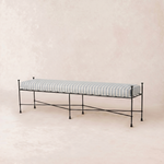 Provence Outdoor Bench 70" - Black Frame-Outdoor Bench-70"-Mist Striped-House of Leon