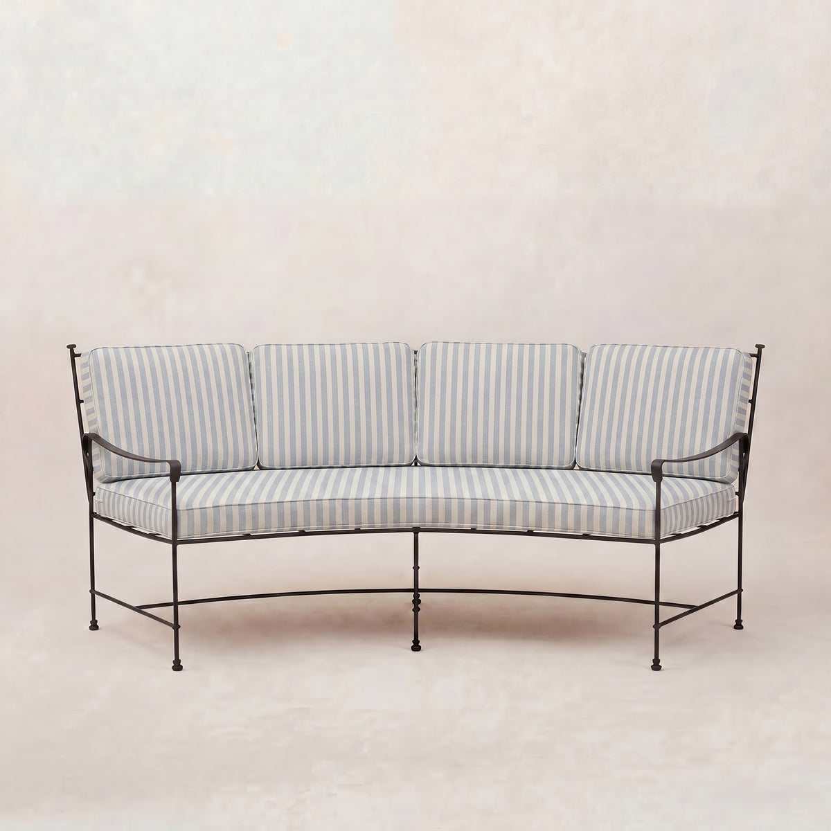 Provence Curved Sofa - Black Frame-Mist Striped-House of Leon