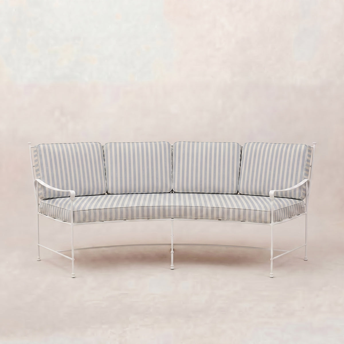 Provence Curved Sofa - White Frame-Mist Striped-House of Leon