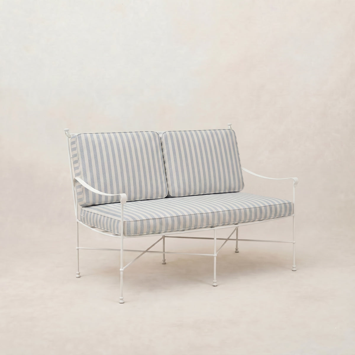 Provence Loveseat - White Frame-Outdoor Sofas-Mist Striped-House of Leon