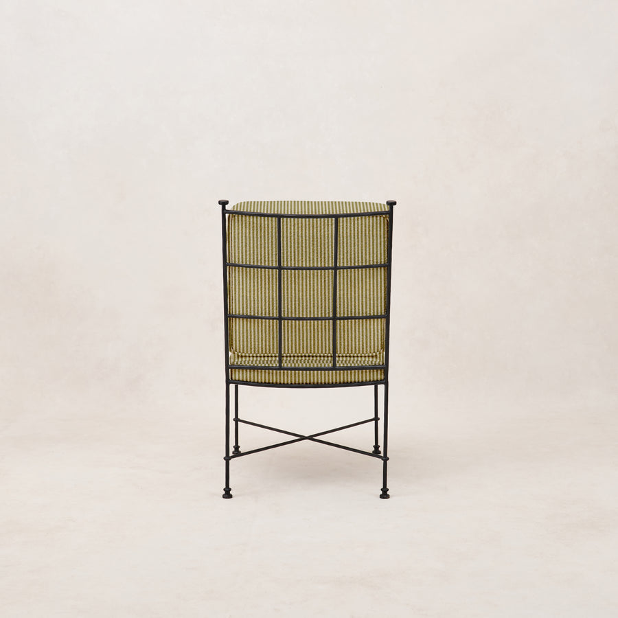 Provence Outdoor Armless Dining Chair - Olive Striped-Outdoor Dining Chair-House of Leon