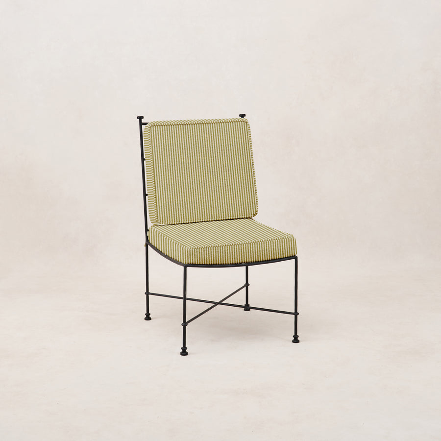 Provence Outdoor Armless Dining Chair - Olive Striped-Outdoor Dining Chair-House of Leon