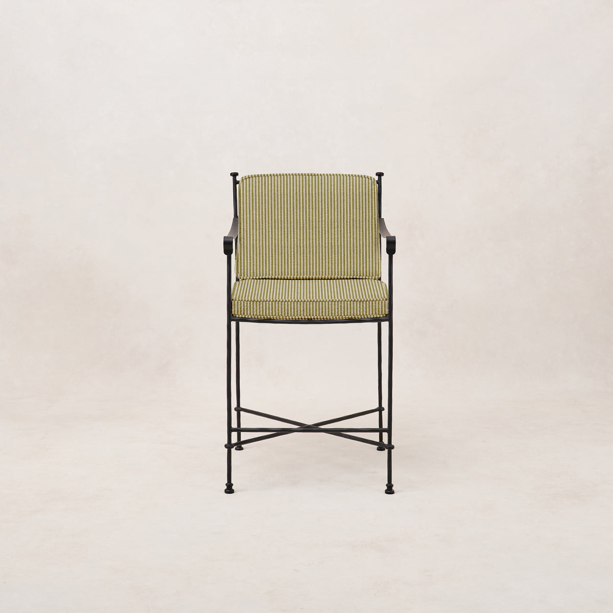 Provence Outdoor Counter Stool - Olive Striped-Outdoor Counter Stool-House of Leon