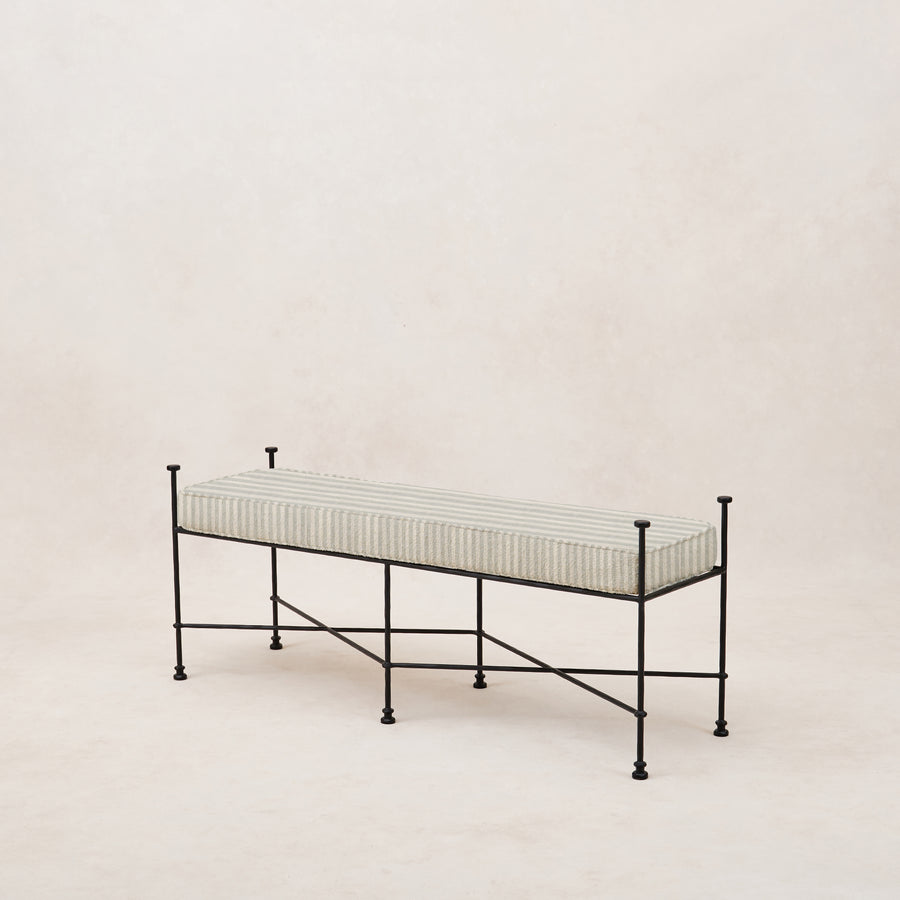 Provence Outdoor Bench - Striped Mist