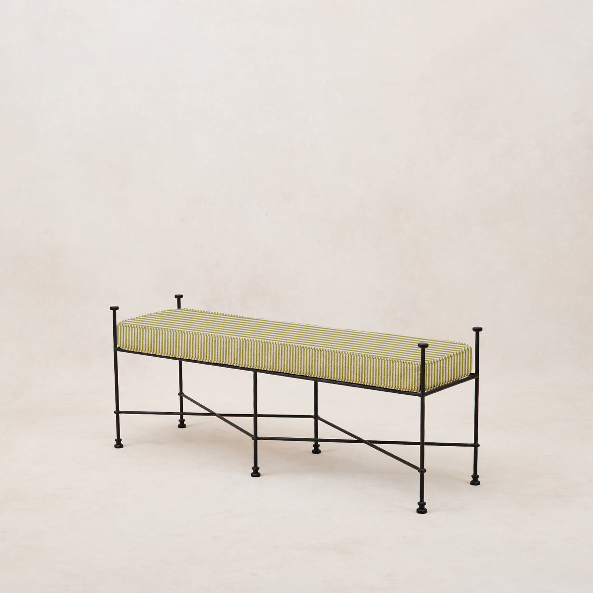 Provence Outdoor Bench - Olive Striped-Outdoor Bench-House of Leon