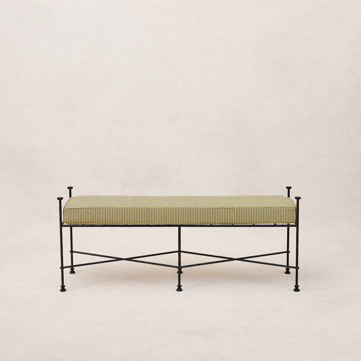 Provence Outdoor Bench - Olive Striped-Outdoor Bench-House of Leon