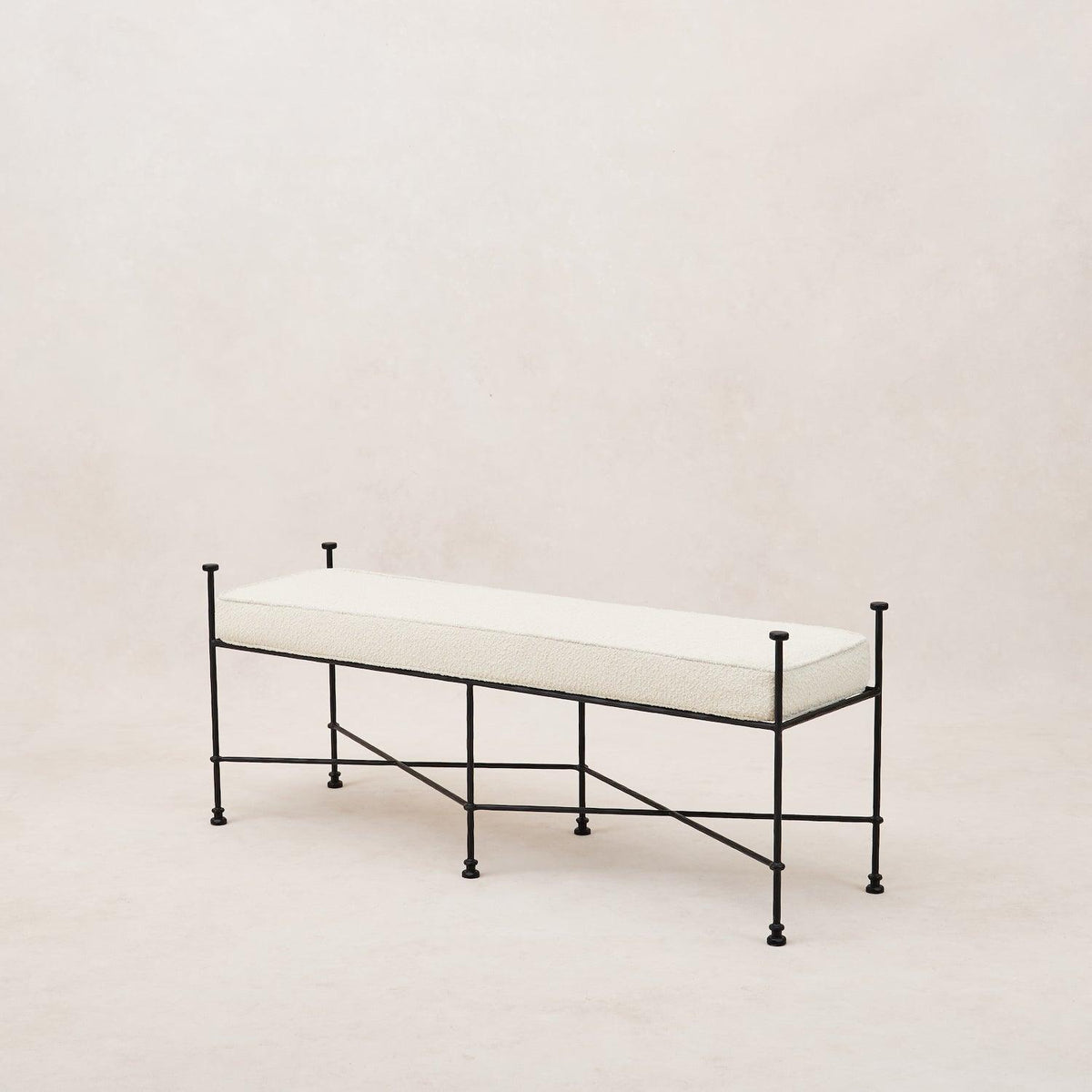 Provence Outdoor Bench 48" - Black Frame-48"-Boucle-House of Leon