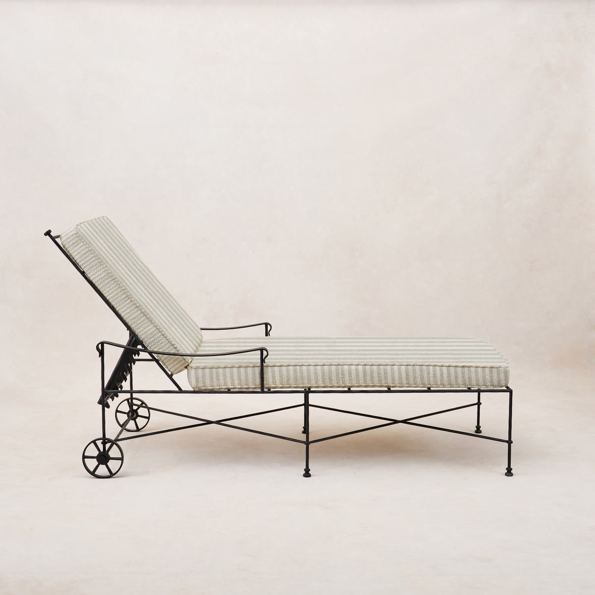 Provence Outdoor Chaise Lounge - Mist Striped-Outdoor Beds-House of Leon