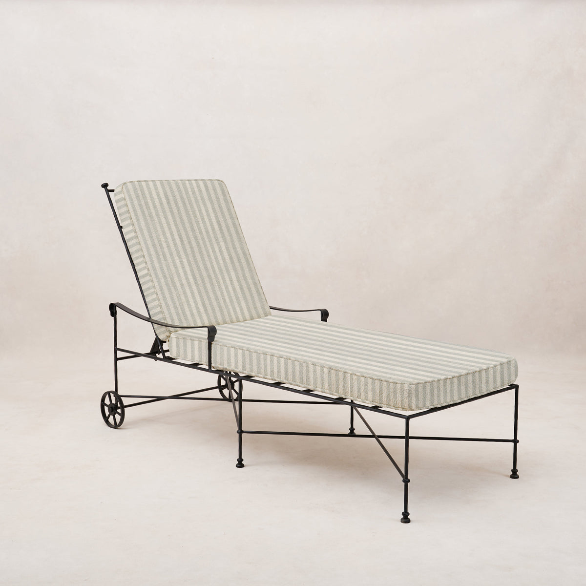 Provence Outdoor Chaise Lounge - Mist Striped-Outdoor Beds-House of Leon