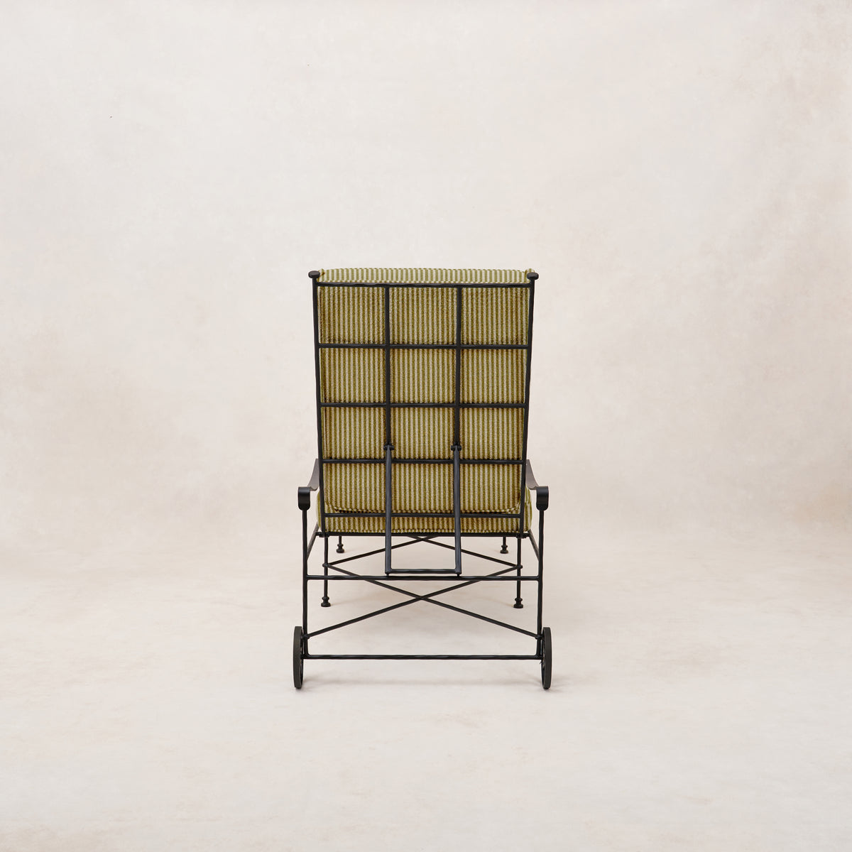 Provence Outdoor Chaise Lounge - Olive Striped-Outdoor Beds-House of Leon