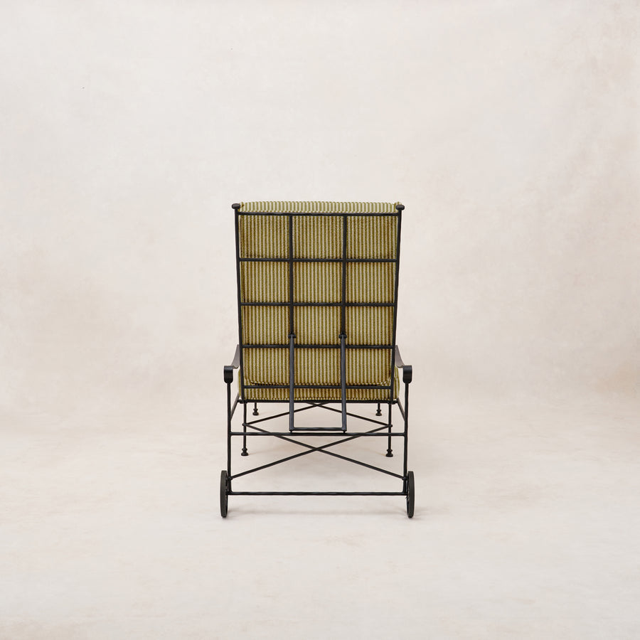 Provence Outdoor Chaise Lounge - Olive Striped-Outdoor Beds-House of Leon