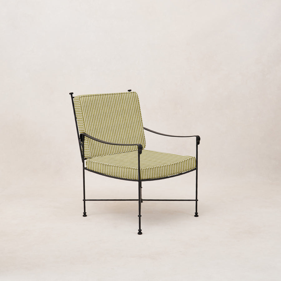 Provence Outdoor Lounge Dining Chair - Olive Striped-Outdoor Dining Chair-House of Leon