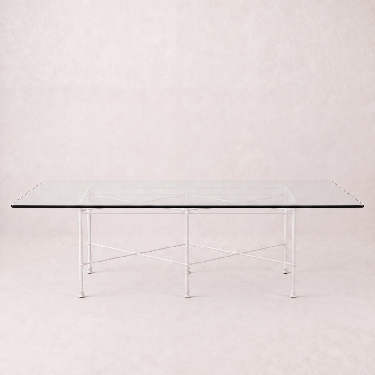 Provence Outdoor Glass Rectangular Dining Table- White Frame