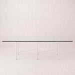 Provence Outdoor Glass Rectangular Dining Table- White Frame