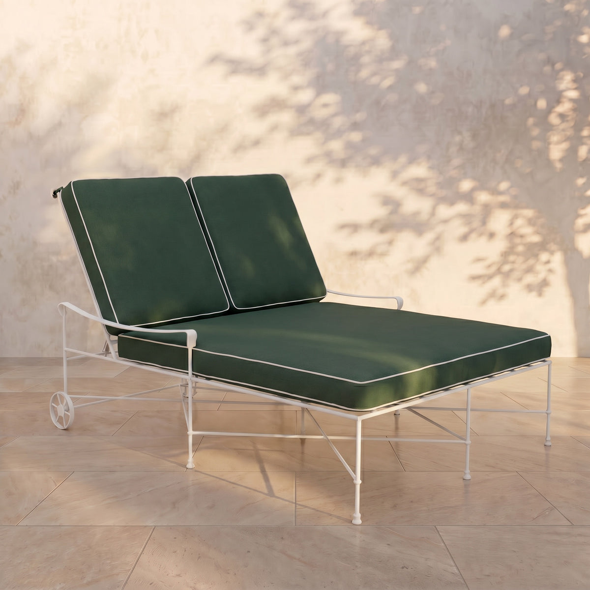 Provence Outdoor Double Chaise Lounge - White Frame