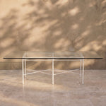 Provence Outdoor Glass Rectangular Dining Table- White Frame