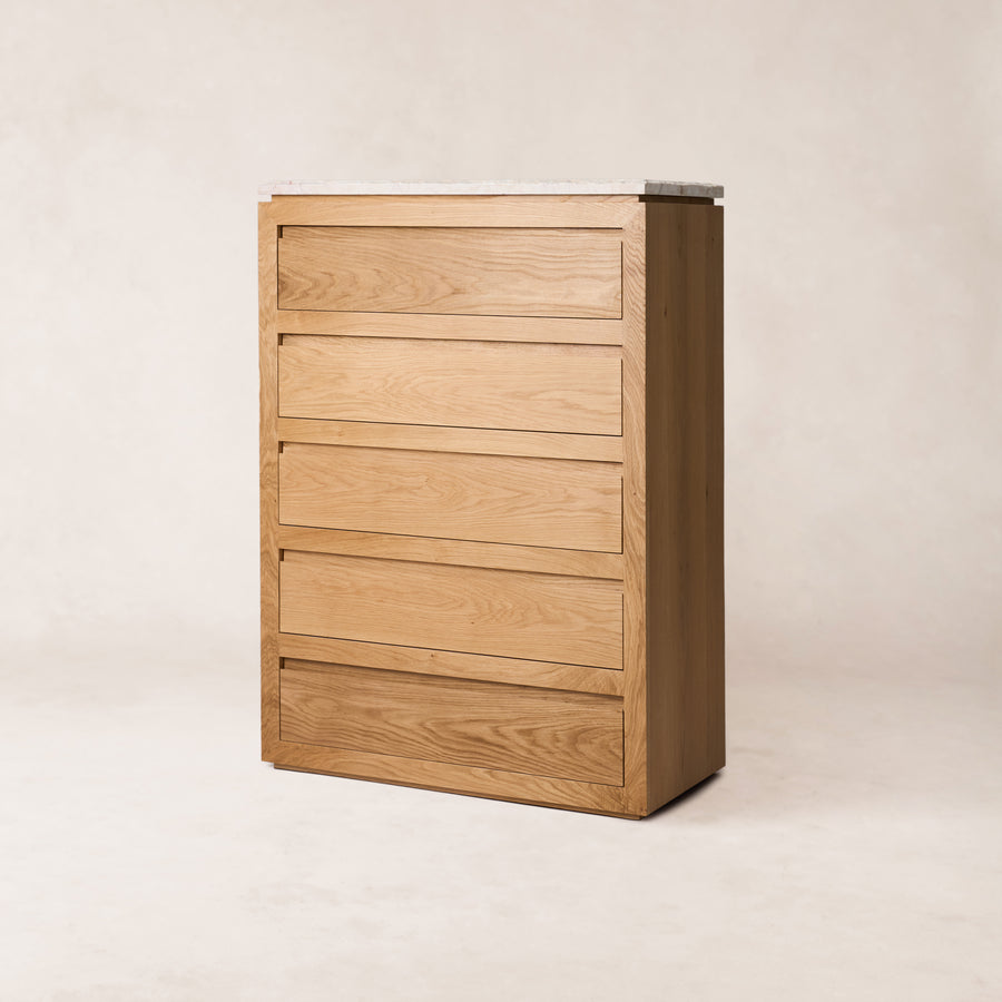Sofita 5 Drawer Chest - White Oak-Dresser-House of Leon