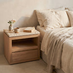 Sofita Marble Nightstand - White Oak