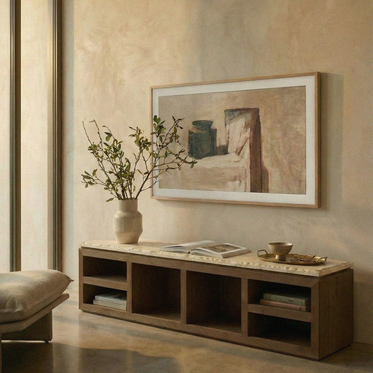 Sofita Marble Media Console - Mocha-Media Storage Cabinets & Racks-House of Leon