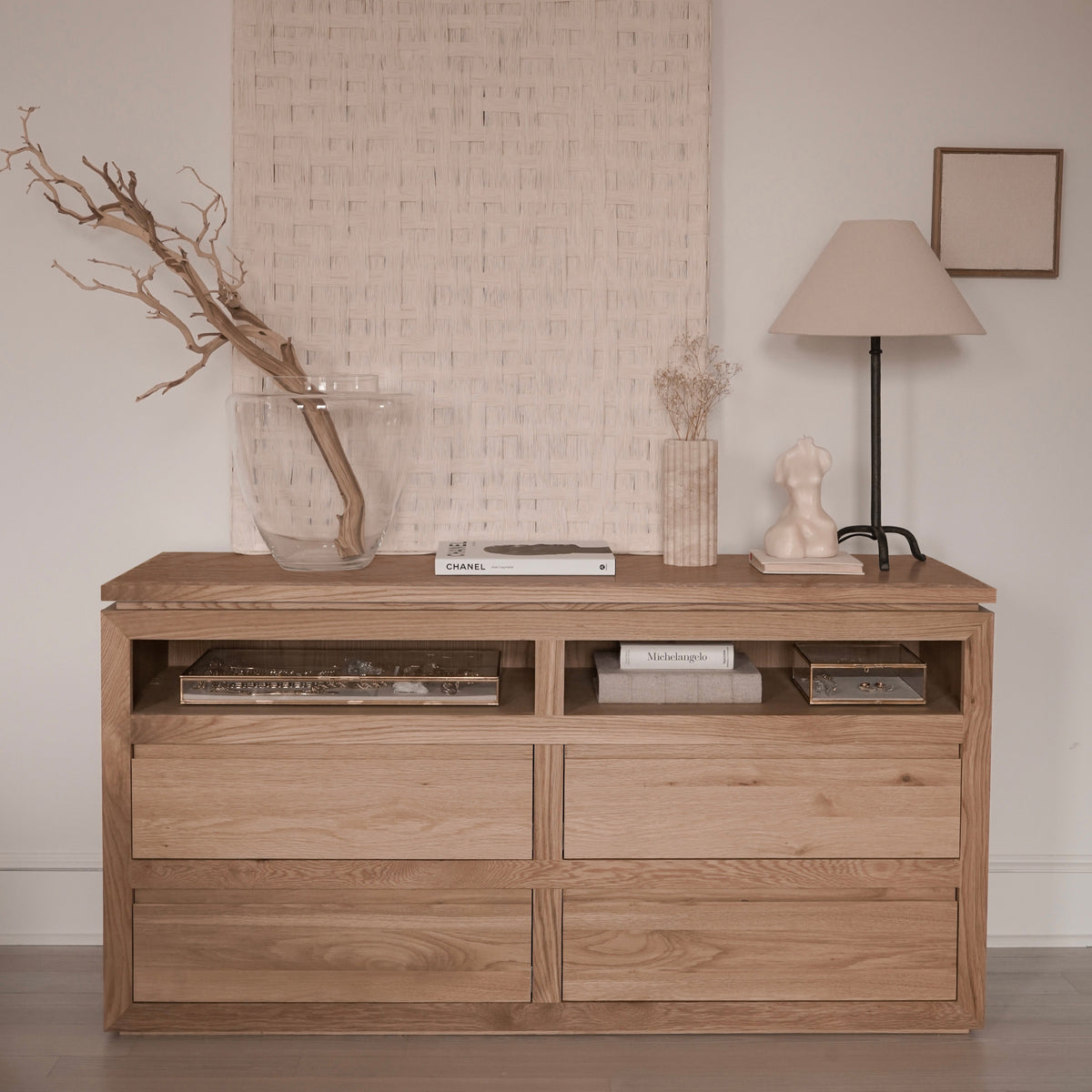 Sofita Wood Dresser 4 Drawer - White Oak-Dresser-House of Leon